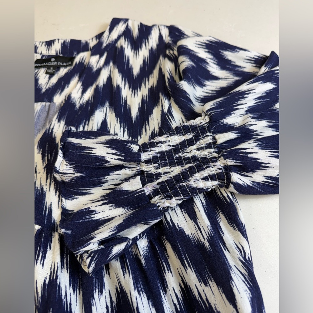 Tuckernuck Pomander Place Navy Ikat Kenzo Dress Small - Picture 9 of 12